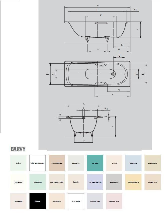 Kaldewei vana Advantage Saniform plus star 180x80x43 cm, otvory pro madla, č. 337 133700010001